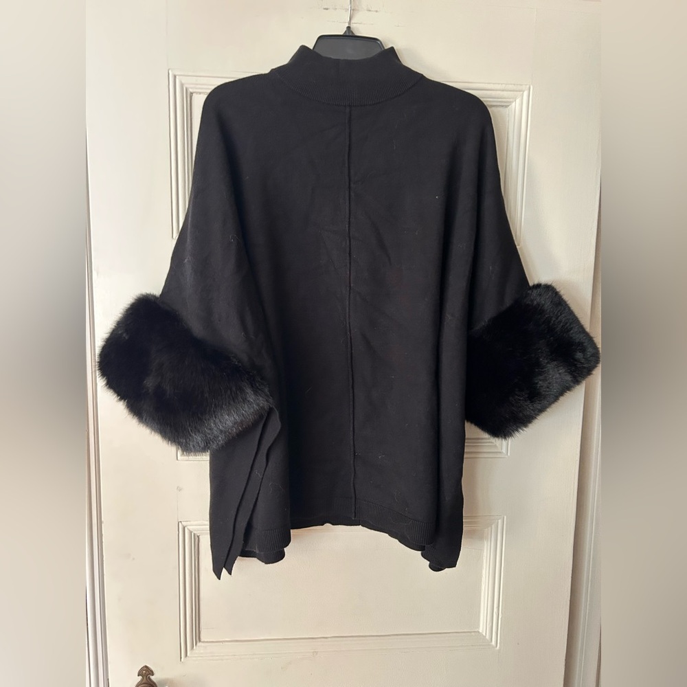 Saks Fifth Avenue Fur Trim Poncho